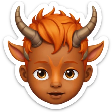 black baby with horns and orange hair sticker