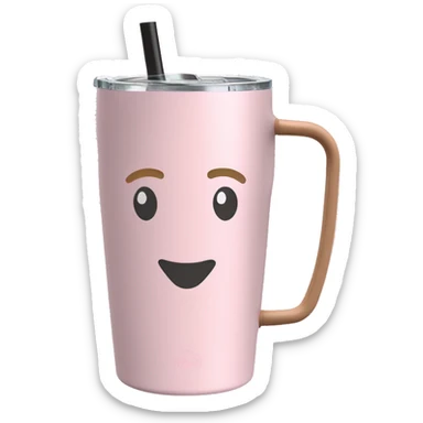 Light pink 40oz Stanley tumbler with handle and straw sticker