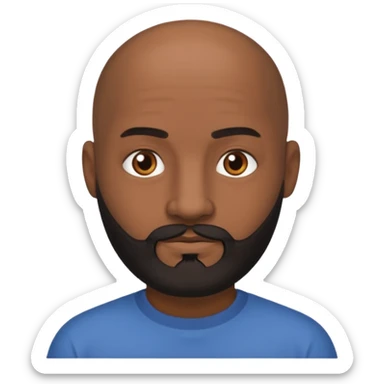 Dark Medium skin bald man with medium black beard sticker