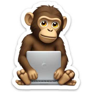 Tired monkey typing on chromebook sticker