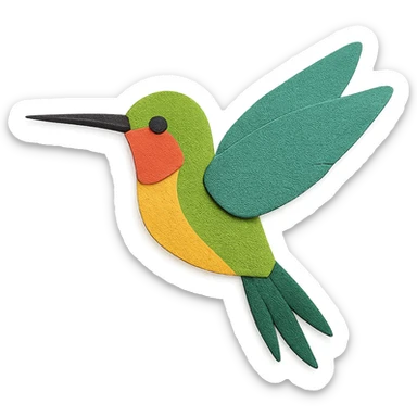 hummingbird paper craft style sticker