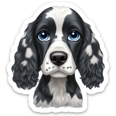 Black and white spotted cocker spaniel blue eye sticker