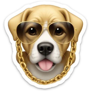 Dog with a hoodie, sunglasses and a gold chain that says SWAG sticker