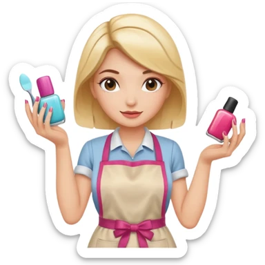female nail master with buff and gel polish in hand  sticker