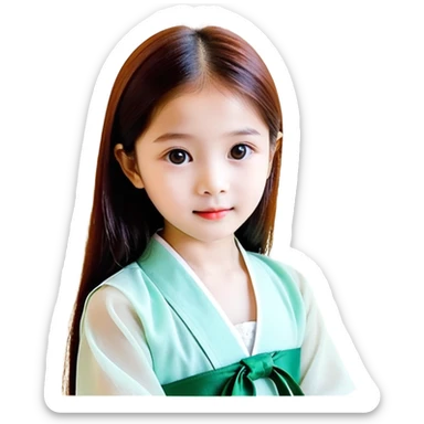 bé 10 tuổi, da trắng, có vết bẩn màu nâu trên má, tóc ngắn, xoăn, màu đen, áo màu xanh lá cây, nửa thân trên sticker