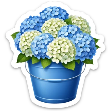 Blue and white hydrangeas Flower bucket sticker