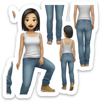Asian girl wearing baggy jean pants  sticker
