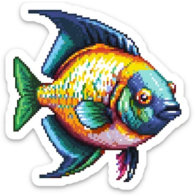 fish head logo, colorful tropical fish face viewed from the front sticker