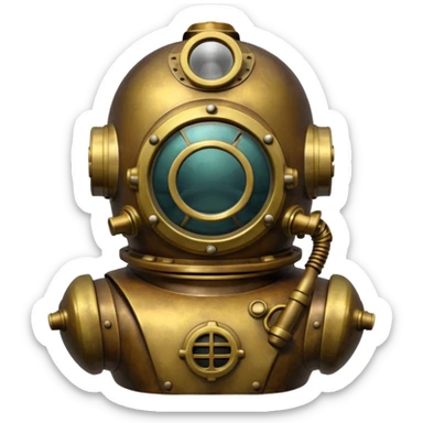 Classic brass diving helmet with diver suit sticker