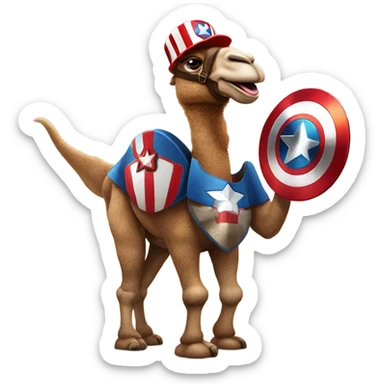 Captain America as a camel ordering Little Caesars sticker