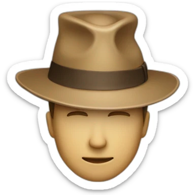 A person wering a hat a small sticker