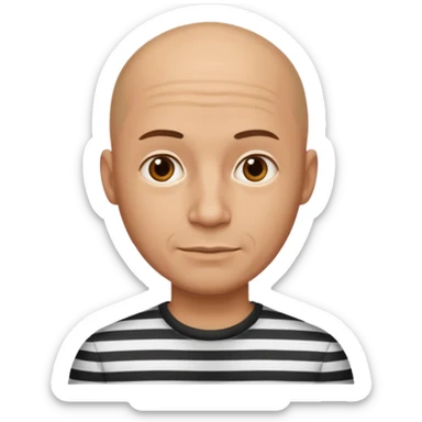 bald man with striped shirt sticker