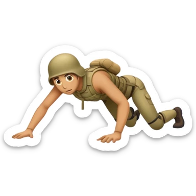 Army crawling  sticker