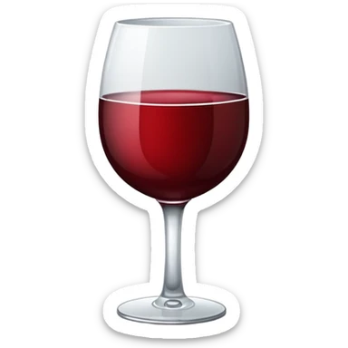 glass of wine in sticker style with a white stroke around that a little shadow sticker