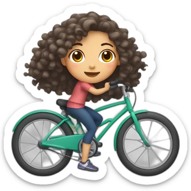 Taiwanese girl with curly hair riding bicycle sticker