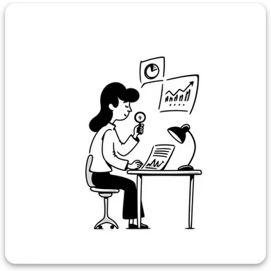 researcher analyzing data with charts and graphs sticker