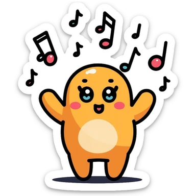 Tralaleritos, a playful character with musical notes sticker
