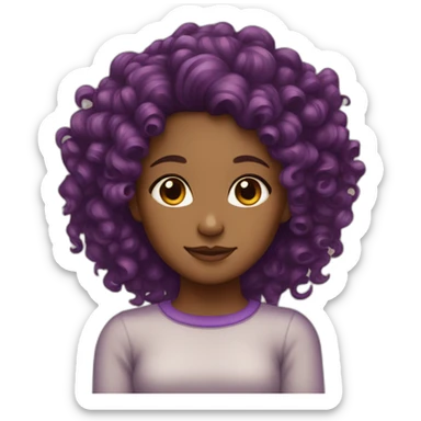 Brown girl with curly hair ends dyied purple sticker