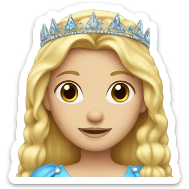 Blonde princess with blue eyes and crown sticker