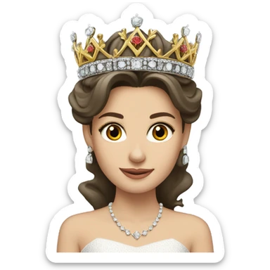 reina letizia con su corona de reina, pelo negro sticker