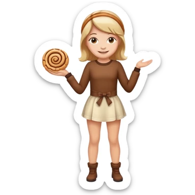 A girl full body. When a cinnamon roll outfit. sticker