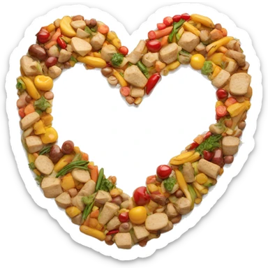 Heart made from food sticker