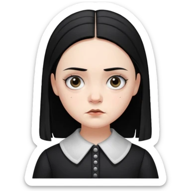 An emoji of Wednesday Addams sticker