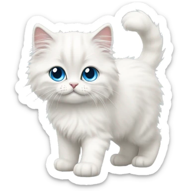 White siberian cat whit blue eyes kitten walking  sticker