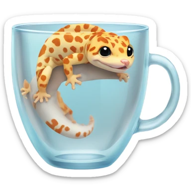 orange leopard gecko in a glass cup sticker