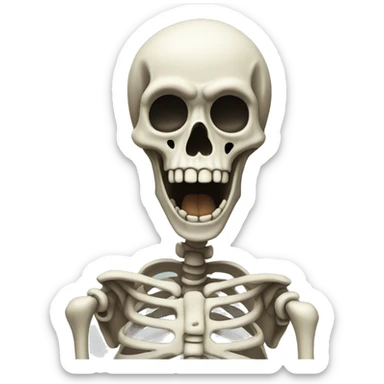 Skeleton shocked and put hands on mouth sticker