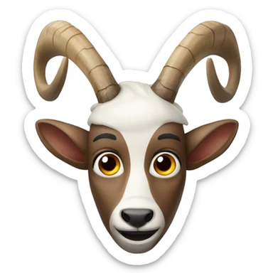human male head with goat ears and roe deer antler sticker