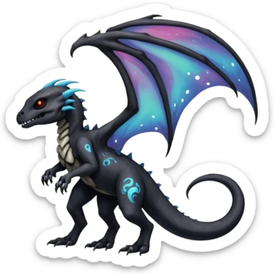 Nebulae Gothic Spooky Salandit-Cubone-Duskull-Noibat-Fakémon-hybrid-creature (full body)  sticker