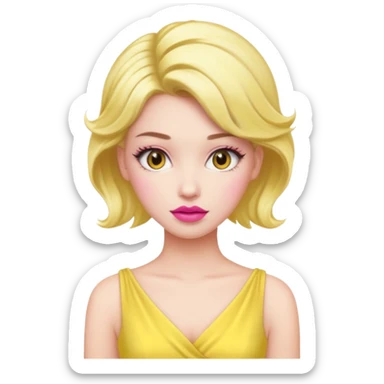 woman Pink lips, deifferent hair, yellow dress. sticker