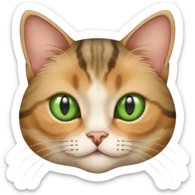 Half-eared grey striped green-eyed Scotch fold, cute cat sticker