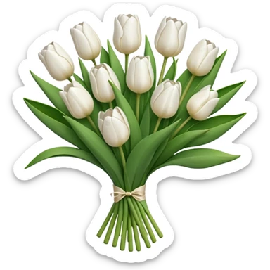 White tulip bouquet sticker