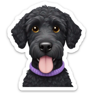 black labradoodle wearing light purple knitted cap sticker
