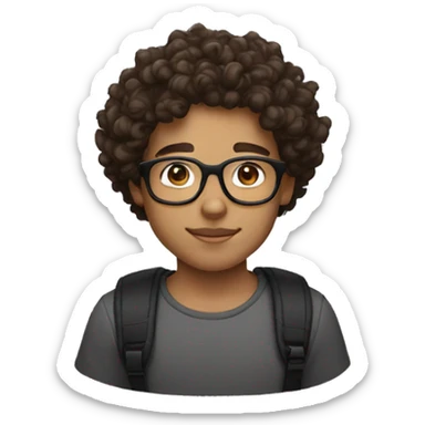 lightskin boy with curly brown hair and glasses sticker