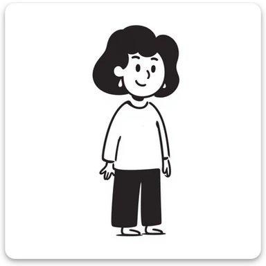 doodle style smiling girl with earrings sticker