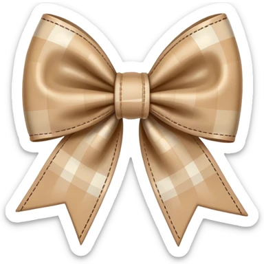 beige plaid bow sticker