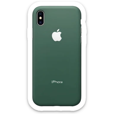 white iPhone with dark green case, minimalism sticker