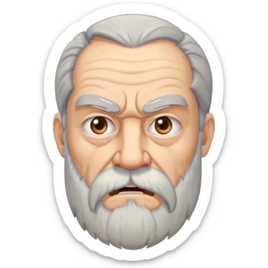 old angry man in profile view with a long beard sticker