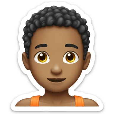 Biracial young boy ready for pool sticker