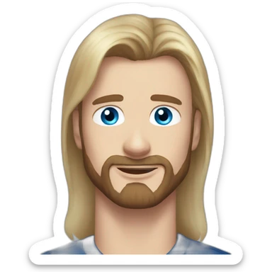 chris evans with long hair and blue eyes sticker
