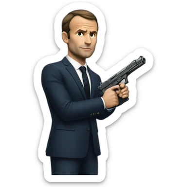 Macron qui a un pistolet sticker