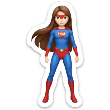 fille  brune en entier cheveux tres long et lisse super heros sticker