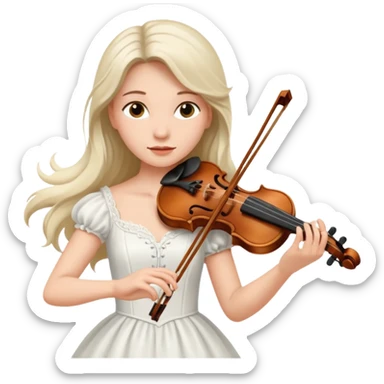woman playing violin with white dress sticker