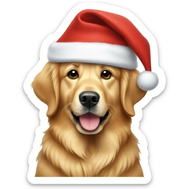 golden retriever with christmas hat sticker
