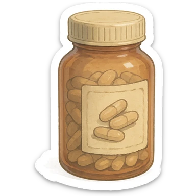 bottle of pills, ghibli style sticker