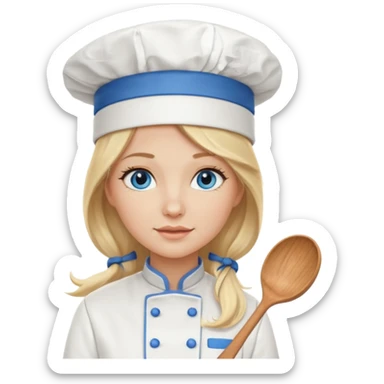 Long Blonde hair blue eyed female chef sticker
