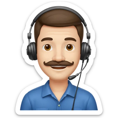 receptionist face fat mustached guy with headpset sticker